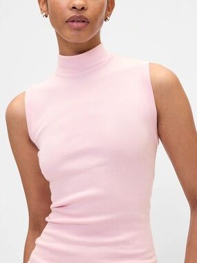 GAP pink sleeveless mock neck top